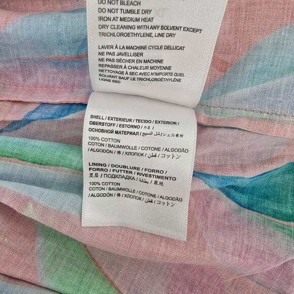 Farm Rio Anthro Smocked Mini Skirt Pink Floral Print Boho Ruffle Hem XL NWT - Picture 5 of 8